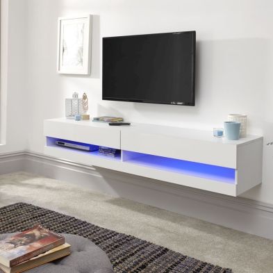 Product photograph of Galicia Tv Unit White 2 Shelves from QD stores