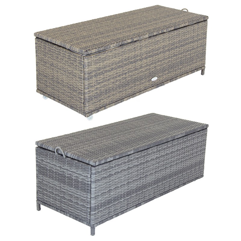 Wensum Rattan Wicker Garden Storage Box Grey - Buy Online at QD Stores