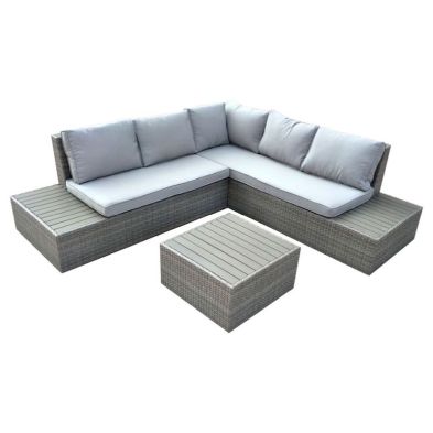 Product photograph of Classic Rattan Garden Corner Sofa By Wensum - 5 Seats White from QD stores