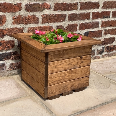 Product photograph of Small Square Scandinavian Redwood Garden Planter from QD stores
