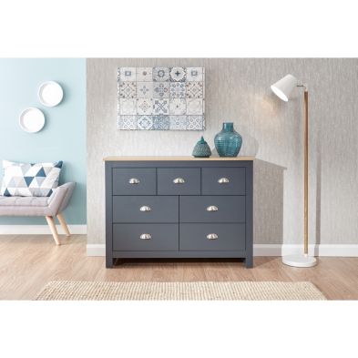 Lancaster Large Chest Of Drawers Blue 7 Drawers