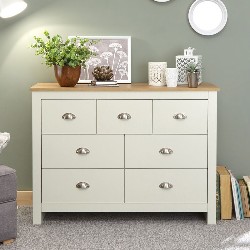 Lancaster Cream Oak Wide Chest Of 7 Drawers Buy Online At Qd
