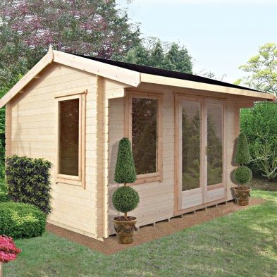 Product photograph of Shire Marlborough 12 X 8 Reverse Apex Log Cabin - Classic 28mm Cladding Tongue Groove from QD stores
