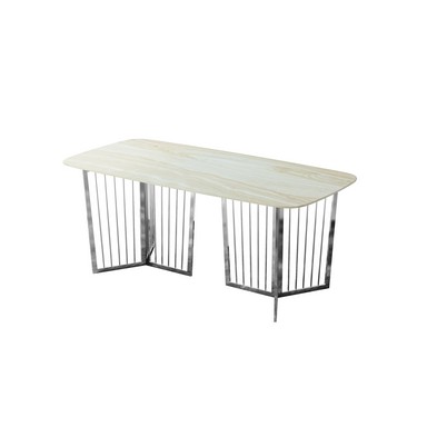 Product photograph of Merrion Dining Table Stanless Steel Marble Silver from QD stores