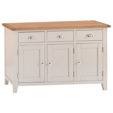 See more information about the Aurora Mist Large Sideboard Oak Light Grey 3 Doors 3 Drawers