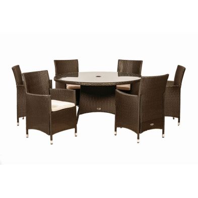 Product photograph of Nevada Rattan Garden Patio Dining Set By Royalcraft - 6 Seats Ivory Cushions from QD stores