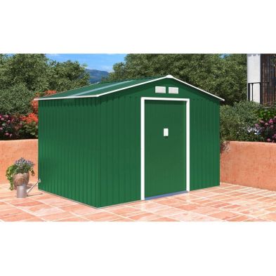 Product photograph of Classic Oxford Garden Metal Shed By Royalcraft - Green 2 8 X 1 9m from QD stores