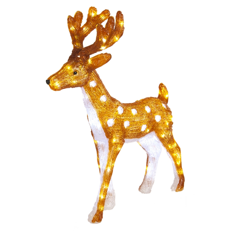 80 LED White Acrylic Light Up Reindeer 75cm - Buy Online at QD Stores