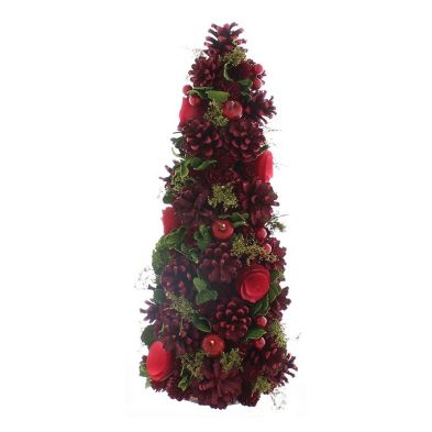 1ft Berries Cones Christmas Tree Artificial Green Red Ornament