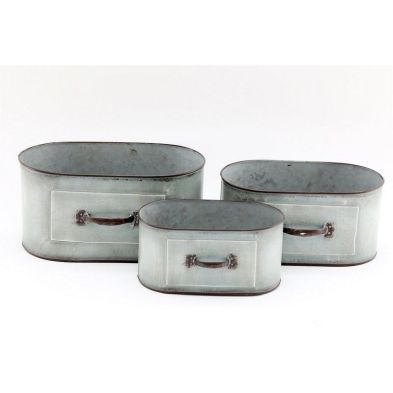 Product photograph of 3x Planter Metal Grey from QD stores