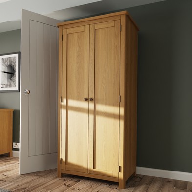 Product photograph of Rutland Tall Wardrobe Oak Natural 2 Doors from QD stores