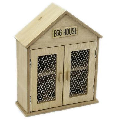 Product photograph of Wood Egg House Door Lid 2 Compartments 25cm - Natural from QD stores