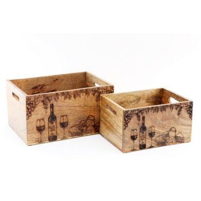 Product photograph of 2 X Cheese Wine Wood Crates - Natural from QD stores