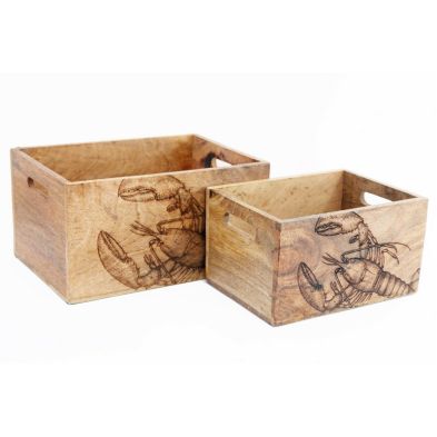 Product photograph of 2 X Lobster Wood Crates - Natural from QD stores