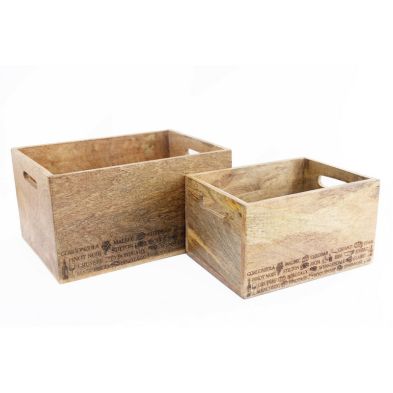 Product photograph of 2 X Wine Cheese Wood Crates - Natural from QD stores