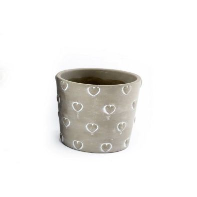 Product photograph of Planter Stoneware Grey With Heart Pattern - 14 5cm from QD stores