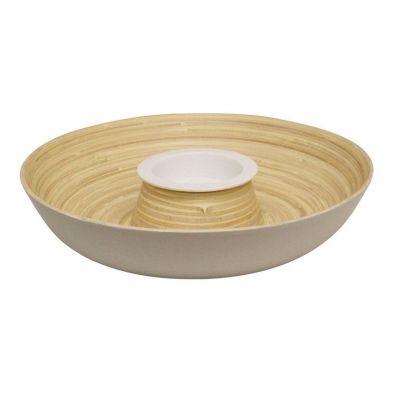Product photograph of Dip Dish Bamboo Ceramic White - 32cm from QD stores