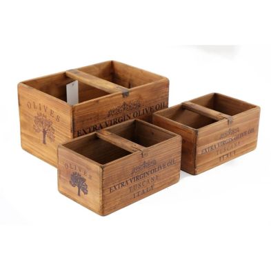 Product photograph of 3 X Wood Crates With Handle - Natural from QD stores