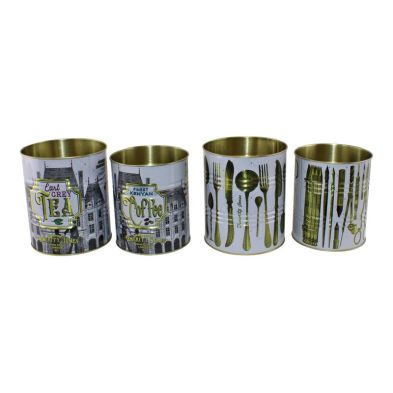 Product photograph of 4 X Metal Tins - White Gold from QD stores