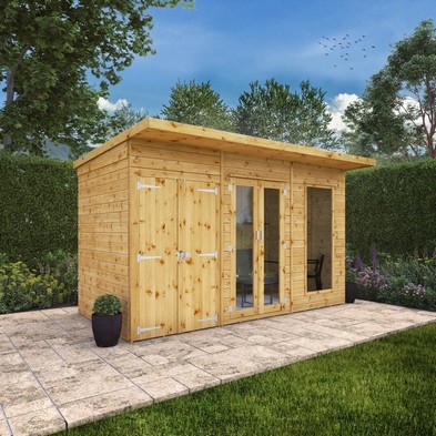 Mercia Maine 7 7 X 11 10 Pent Summerhouse With Side Shed Classic 12mm Cladding Tongue Groove