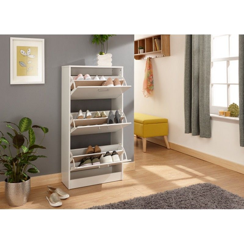 Stirling Tall Shoe Storage White 3 Doors 3 Shelves - Buy Online at QD ...
