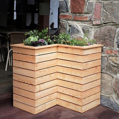Garden Planter Larch L Shaped Tina By Shire 1m