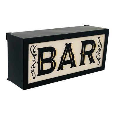 Bar Lightbox Metal White Wall Mounted Mains Powered 37cm
