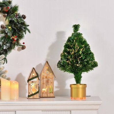 2ft Fibre Optic Christmas Tree Artificial Ornament Multicoloured 60 Tips