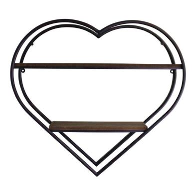 Product photograph of Rustic Shelving Unit Metal Wood Black 2 Shelves from QD stores